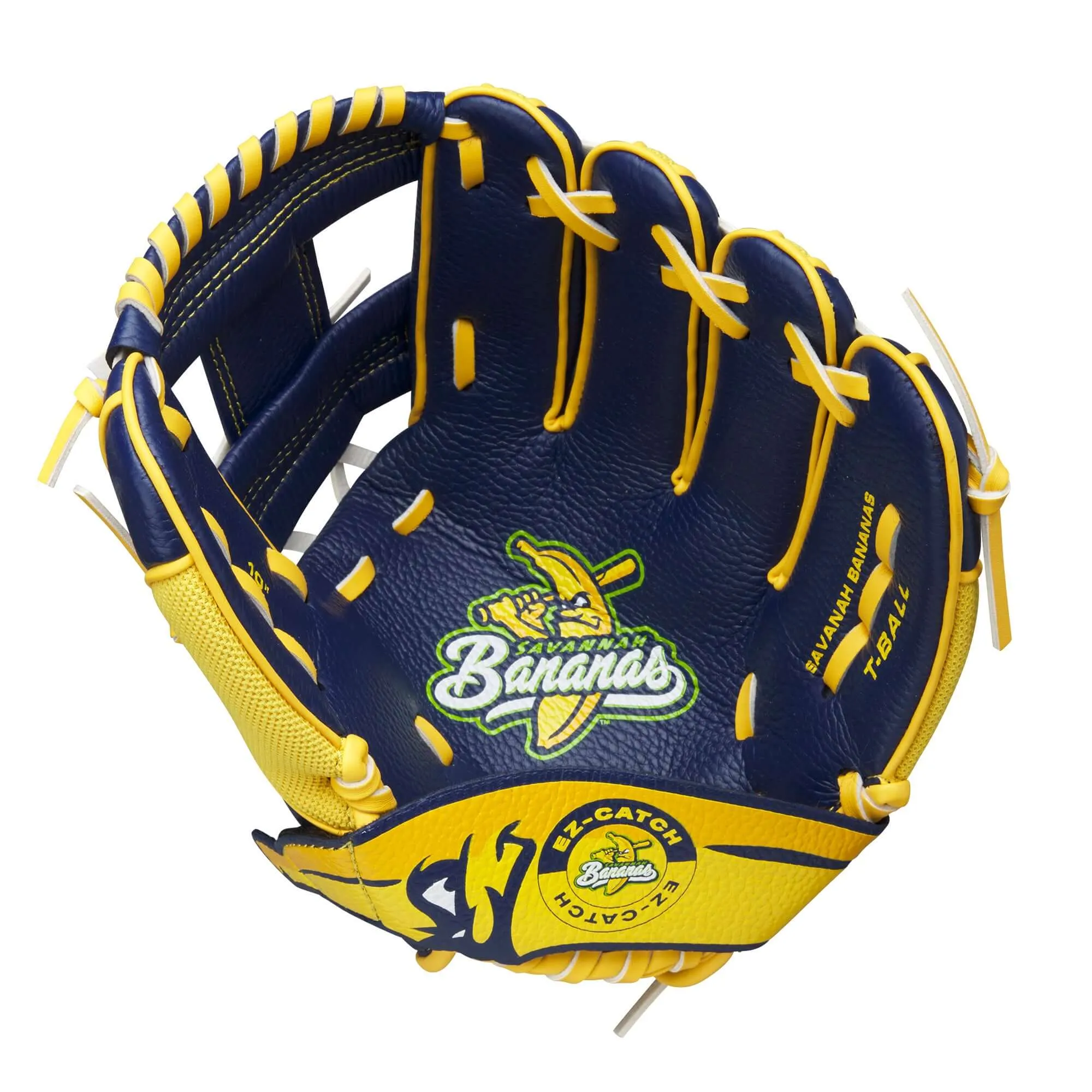 Wilson 2024 A200 EZ Savannah Bananas T-Ball Glove Nav/Ye/Green 10"