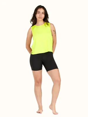 Women's High-Low Tank with Mesh Insert Yellow