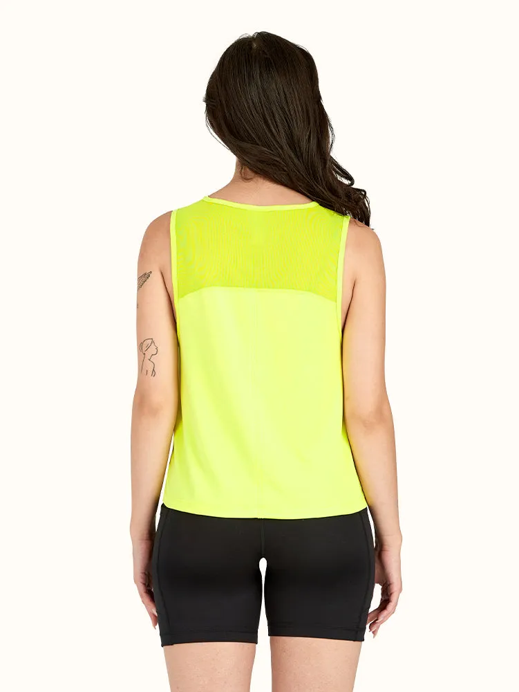 Women's High-Low Tank with Mesh Insert Yellow