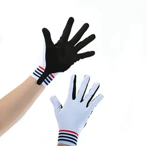 YKYW MTB Road Cycling Touch Screen Full Finger Gel Gloves Lycra Fabric Antiskid Rubber Wear-resistant Shockproof White