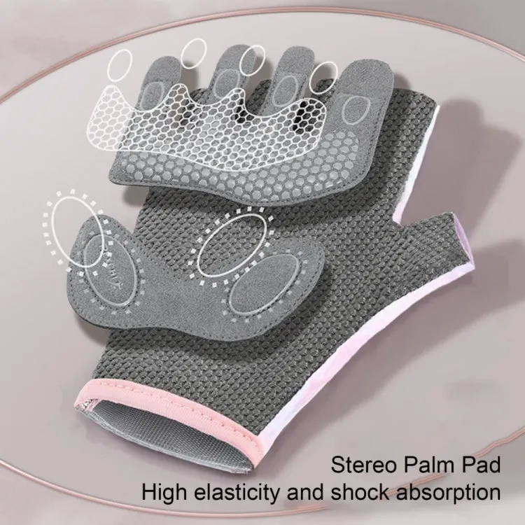 Yoga Sports Gloves Non-slip Shock-absorbing Half-finger Anti-cocoon Gloves, Size: S(Arctic Gray)