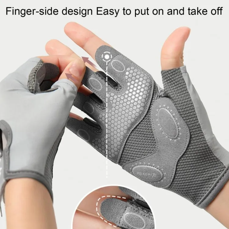 Yoga Sports Gloves Non-slip Shock-absorbing Half-finger Anti-cocoon Gloves, Size: S(Arctic Gray)