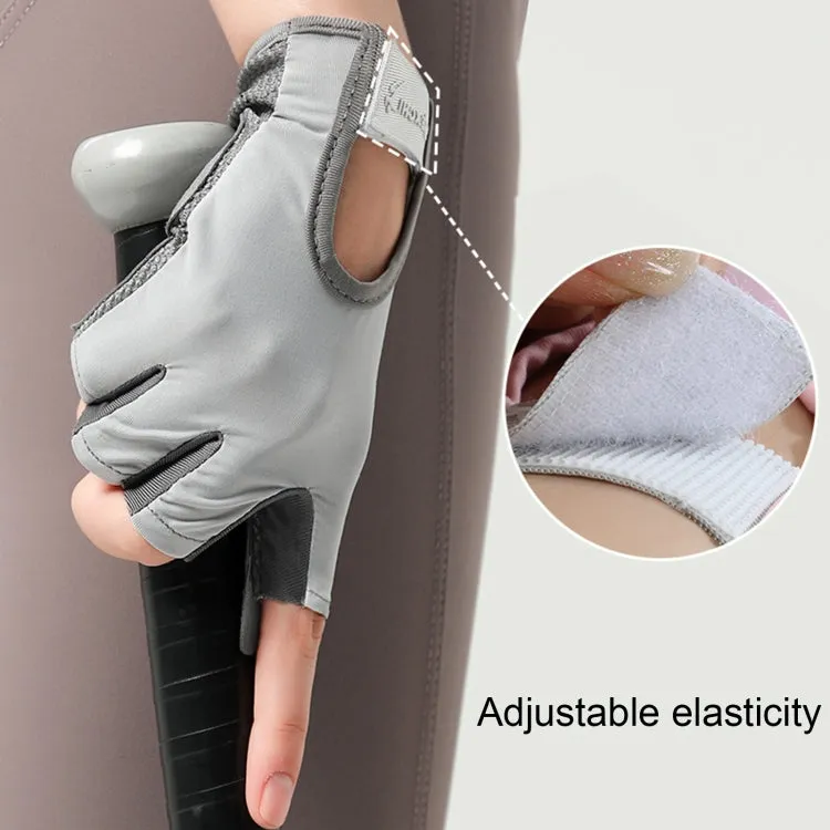 Yoga Sports Gloves Non-slip Shock-absorbing Half-finger Anti-cocoon Gloves, Size: S(Arctic Gray)